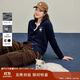 茵曼萌趣刺繡拉毛針織開(kāi)衫2025秋女裝新款長(cháng)袖毛衣外套 深藍色 M