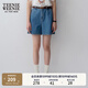 Teenie Weenie小熊牛仔短褲女夏季韓版簡約休閑松緊高腰時(shí)尚牛仔褲女 深藍(lán)色 M (165)
