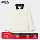 FILA 斐樂(lè )官方女裝編織外套2025春新款時(shí)尚休閑基礎簡(jiǎn)約拼色毛衣 蒸汽白-IV M 165/84A/M