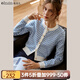 Olrain法式穿搭藍(lán)色針織衫毛衣女秋裝2025新款圓領(lǐng)提花毛織開衫外套 淺藍(lán)色 L
