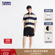 TOMMY JEANS夏季男裝純棉刺繡貼袋合身抽繩腰休閑運動(dòng)風(fēng)直筒短褲 黑色BDS M