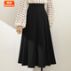 婍妡綠色a字半身裙長(cháng)款小個(gè)子A字大擺裙遮胯中長(cháng)款職業(yè)高檔西裝半身裙 黑色 2XL _129-140斤