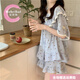 莫貝海（mobeihai）ins風(fēng)睡衣女款夏季短袖2026新款公主風(fēng)甜美碎花家居服套裝可外穿 XDD#319#藍色小碎花 M 建議75-95斤