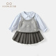 凡獵女童學(xué)院風(fēng)套裝秋裝兒童洋氣時(shí)髦小女孩衣服寶寶百褶裙三件套春秋
