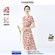 娜爾思（NAERSI）銀蔥雪紡法式印花風(fēng)情v領(lǐng)連衣裙夏新款氣質(zhì)度假裙 中紅色 XL 42