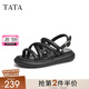 他她（TATA）白色沙灘涼鞋女軟底松糕鞋外穿百搭秋季新款WDP01BL3 黑色 39