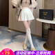 歐貝汐毛呢百褶裙女2026春秋冬高腰開(kāi)叉短裙辣妹a字裙防走光半身裙 米白色 S