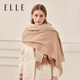 ELLE100%綿羊毛紅色披肩女士秋冬季戶(hù)外保暖送禮禮盒裝大尺寸圍巾