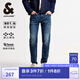 杰克·瓊斯（JACK&JONES）男裝秋季YKK拉鏈logo皮標(biāo)水洗貓須日常修身牛仔褲男褲225132080 A14深牛仔藍(lán) 常規(guī) 32 175 W32/L32