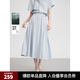 ELLE法式通勤風(fēng)半身裙女2025夏季新款萊賽爾天絲簡約時尚傘裙長裙 藍色 L