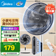 美的（Midea）電風(fēng)扇家用遠距送風(fēng)遙控智能落地扇七葉智能感溫立式電扇宿舍臥室搖頭 40CM大網(wǎng)罩黑白色35bjd