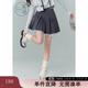 紫涵（ZIHAN）紫涵蝴蝶結高腰百褶裙女秋季甜美學(xué)院風(fēng)網(wǎng)紗A字半身短裙 深灰 L