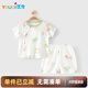 優(yōu)奇嬰兒短袖套裝夏季薄款兒童分體套裝透氣夏裝男女童兩件套寶寶衣服