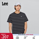 Lee商場(chǎng)同款25新品舒適版圓領(lǐng)條紋Logo徽標男短袖T恤LMT010158207 黑色 2XL