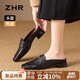 ZHR頭層牛皮穆勒拖鞋女復(fù)古半拖女透氣粗跟女鞋 S652 尊貴黑  38 