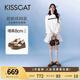 KISSCAT接吻貓女鞋趙昭儀/秦嵐同款8cm內(nèi)增高太妃糖厚底德訓(xùn)運(yùn)動(dòng)小白鞋 慕斯棕 35 (225mm)