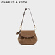 CHARLES&KEITH25冬新品翻蓋式絨面單肩包掛小豬包CK2-20671821-1 Mocha Brown摩卡棕 S