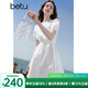 百圖betu女裝2025夏季新款短袖連衣裙重工刺繡收腰顯瘦裙子女2505T75 白色 S