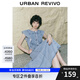 UR2025夏季新款女裝復(fù)古牛仔荷葉邊牛仔連衣裙UWG850114 藍(lán)色 M