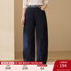 纖莉秀【寬松顯瘦百搭褲子】大碼女裝復古深色長(cháng)褲胖mm2025秋新款3045 牛仔藍 3XL