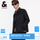 杰克·瓊斯（JACK&JONES）男裝衣服秋冬燈芯絨拼接輕薄羽絨服男短款?yuàn)A克襯衫式外套男士保暖 E40 黑色 XL 185