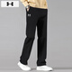 安德瑪（UNDERARMOUR）男褲子男士 25秋季新款運(yùn)動(dòng)褲健身訓(xùn)練褲透氣直筒長褲加絨休閑褲 針織直筒-口袋拉鏈-寬松型-黑色 M 170/78A
