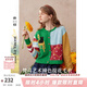 兩三事梵高文藝 綠里花火 2025秋季新款森女風(fēng)拼色貓咪圖案針織開衫女 彩色 S