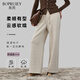 帛芮桑蠶絲女士休閑褲2025年新款高級感秋冬季羊毛直筒褲寬松闊腿褲子