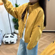 DALEY MODE外套女春秋2025新款美式復古韓版寬松立領(lǐng)學(xué)生夾克秋季女裝外套 黃色 S 75-90斤