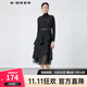 S.DEER圣迪奧女裝圓領(lǐng)肌理網(wǎng)紗無(wú)袖連衣裙S224Z1230 黑色/91 M/165