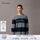 Calvin KleinJeans25秋冬新款男士羊毛混紡ck條紋提花打底針織衫毛衣4RD397G P7E-藍灰條紋 XL