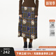 幻走（MOVEUP）2024冬季新款.FUN系列松緊腰小貓印花壓褶設(shè)計(jì)師半身裙 金棕紫 M