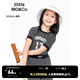 little MO&Co.童裝夏裝兒童女童短袖條紋印花T恤女上衣中大童女孩 黑白條色 120 120/56