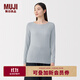 無印良品（MUJI） 女式 輕薄 圓領(lǐng)長袖T恤 女士女款 25年秋季女裝打底 FCD37A5A 淺藍色 M （160/84A）
