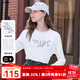 百圖betu女裝2025秋季新款T恤字母印花蕾絲拼接棉感長袖上衣女2508T21 白色 S
