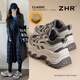 ZHR老爹鞋女厚底冬季加絨小個(gè)子棉鞋女百搭休閑運動(dòng)鞋女ID53A灰色38