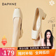 達芙妮（DAPHNE）單鞋女高跟粗跟瑪麗珍婚鞋夏季新款優(yōu)雅氣質(zhì)工作宴會(huì )伴娘鞋 米色  4.3cm 37 (235mm)
