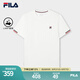 FILA 斐樂官方t恤短袖男子針織短袖衫2025夏新款時尚休閑簡約圓領(lǐng)上衣 云白-WT M 170/92A/M