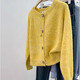 燁白東莞大朗針織衫女軟糯針織開(kāi)衫外套秋冬款寬松短款小個(gè)子長(cháng)袖毛衣 黃色 均碼 建議80-145斤