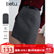 百圖betu女裝2025春季新款半身裙時尚小波點(diǎn)高腰直筒裙子女2501T53 灰色 M