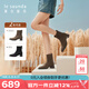 萊爾斯丹[西部印記]圓頭粗跟短筒中跟女鞋短靴5T48502 深褐灰色 DTF 37
