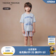 Teenie Weenie Kids小熊童裝24夏季款男童度假風(fēng)純棉圓領(lǐng)印花T恤 藍(lán)色花灰 110 cm