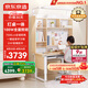 京東京造護(hù)眼大路燈兒童學(xué)習(xí)桌椅套裝實木升降書桌柜一體寫字陽光桌 粉