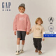 Gap【大小童同款】男女童仿羊羔絨加厚衛衣上衣646064 粉色 140 cm (10-11歲) 亞洲尺碼