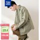 唐獅（TonLion）2025春男翻領(lǐng)寬松復(fù)古工裝純色長(zhǎng)袖襯衫開衫襯衣休閑 茶卡其 L 