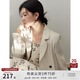 自巧小個(gè)子亞麻顯瘦雙排扣西裝外套女2024早春新款氣質(zhì)設(shè)計(jì)感上衣 亞麻色 S (3碼)