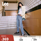 Lee411舒適高腰小直腳藍色日常休閑女士牛仔褲潮流