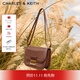 CHARLES&KEITH金屬扣翻蓋復古豆腐包單肩包包女包生日禮物CK2-80782444 Dark Brown深棕色 M