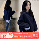婧麒孕婦裝春秋寬松衛衣時(shí)尚假兩件T恤長(cháng)袖外出打底上衣孕媽裝 藏青色 XXL
