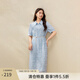 纖莉秀【流光疏影】鏤空蕾絲襯衫連衣裙兩件套大碼女裝胖mm夏新款1736 藍(lán)色 2XL